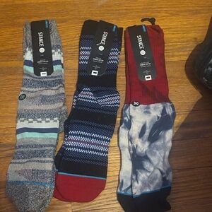Stance Red, Blue, and Gray Men's Socks Trio NEW 3 PAIR